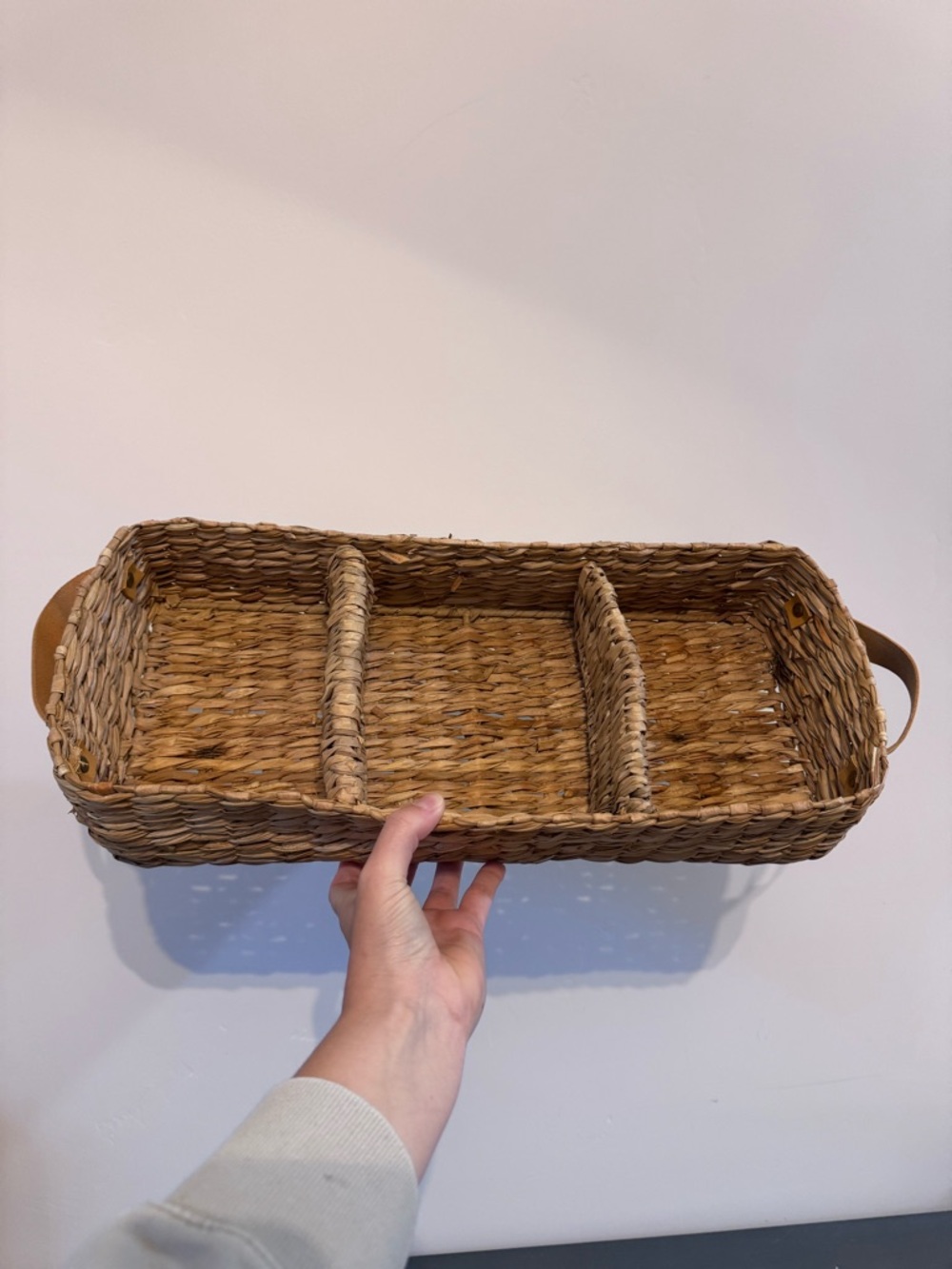 Woven Seagrass Bath Organizer Basket - Brown